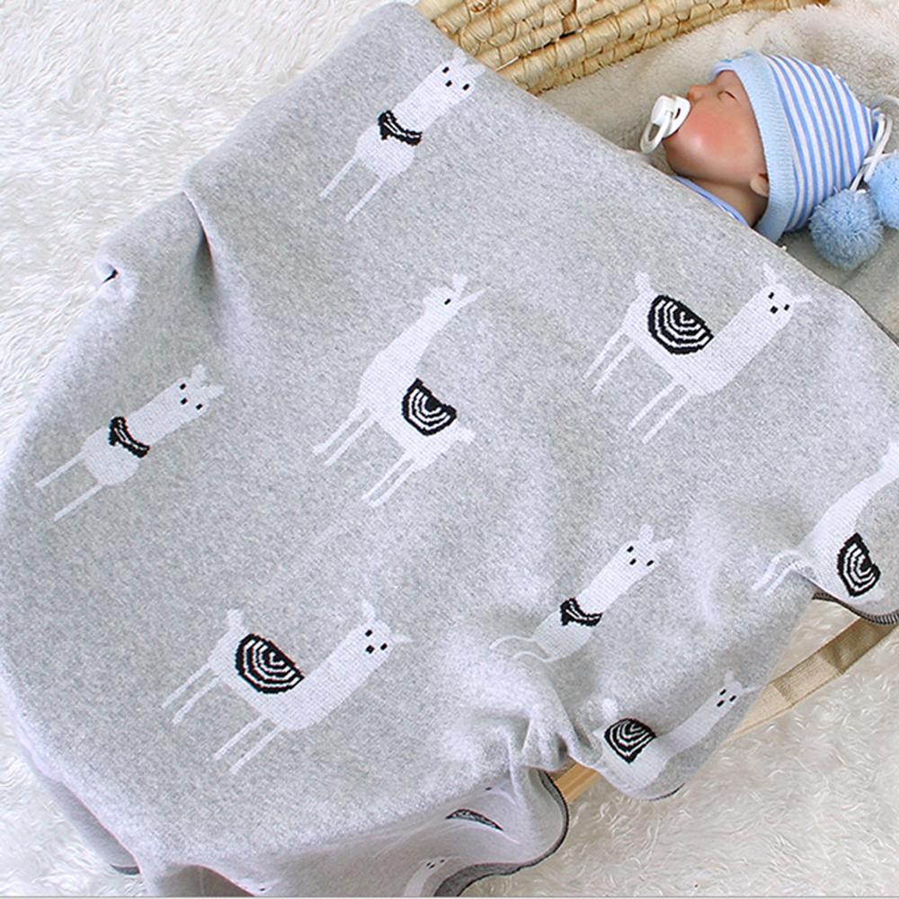 Baby Knitted Alpaca Animal Printed Cotton Baby Blankets Wholesale - PrettyKid