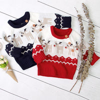 Baby Boys Knitted Cartoon Elk Printed Sweater - PrettyKid