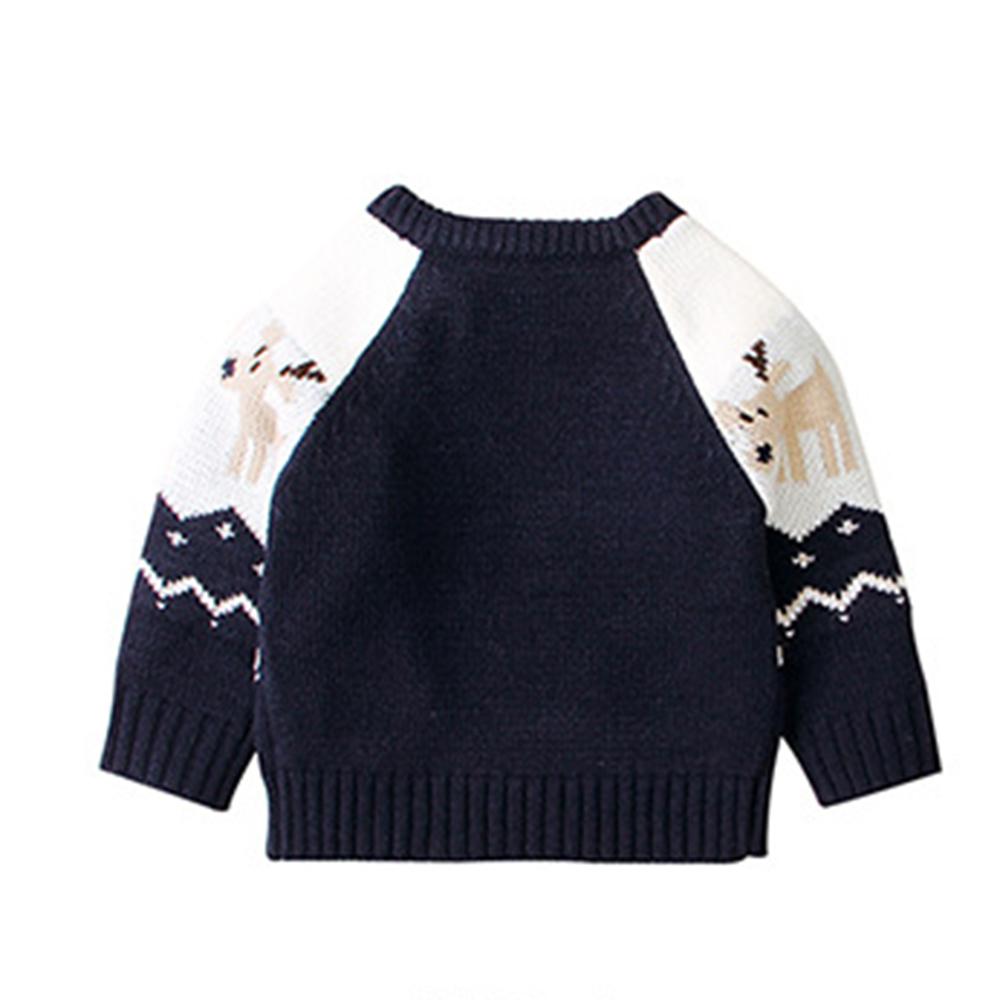 Baby Boys Knitted Cartoon Elk Printed Sweater - PrettyKid