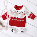 Baby Boys Knitted Cartoon Elk Printed Sweater - PrettyKid