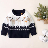 Baby Boys Knitted Cartoon Elk Printed Sweater - PrettyKid