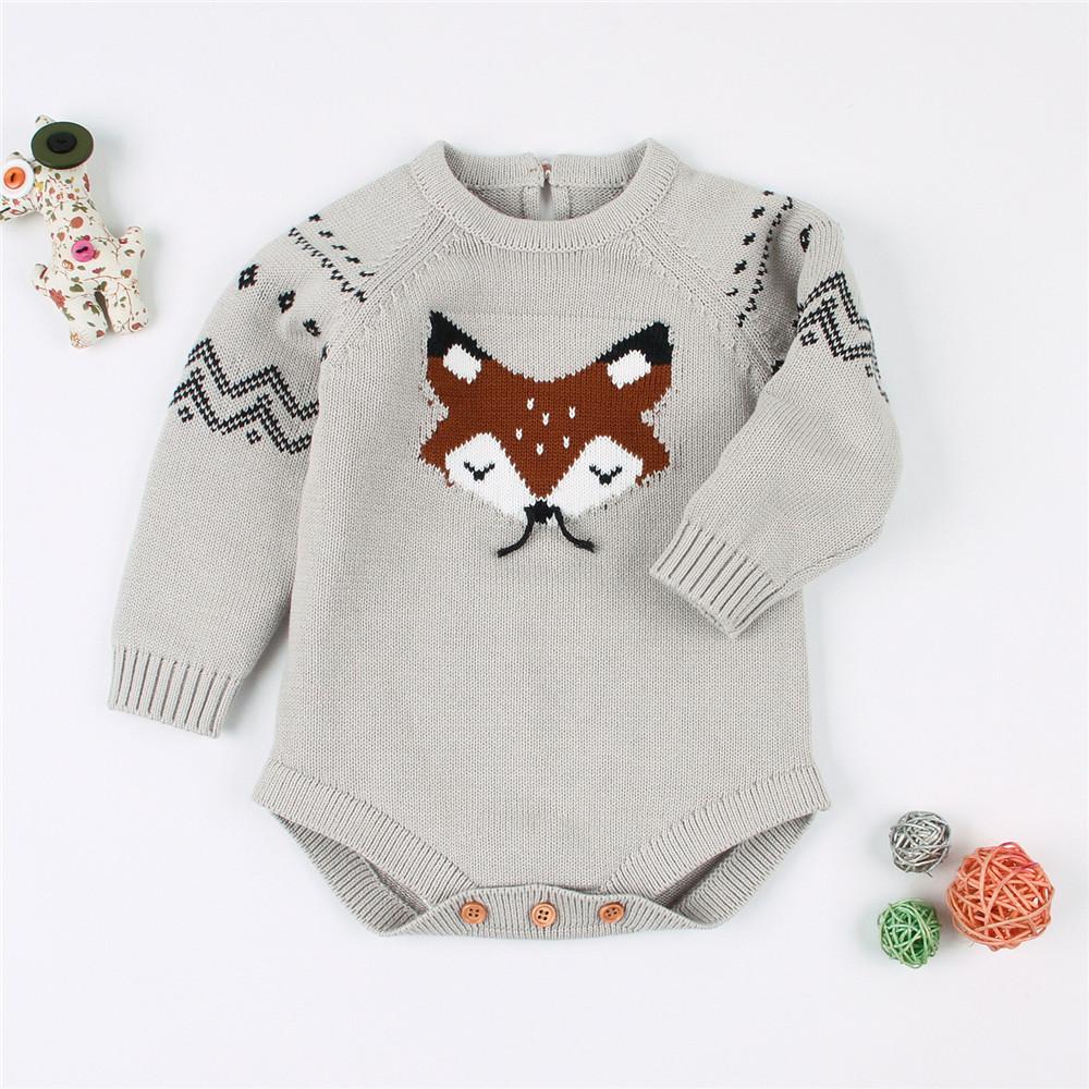 Baby Knitted Cartoon Long Sleeve Romper Sweaters Wholesale - PrettyKid