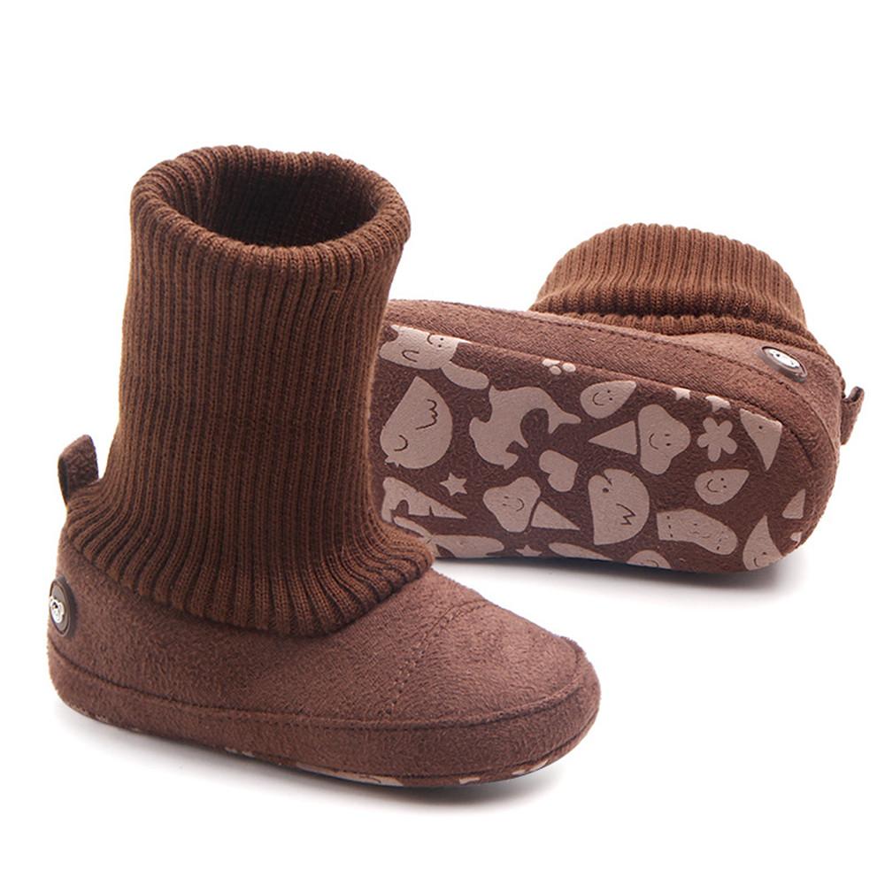 Baby Boys Knitted Flanged Snow Boots - PrettyKid