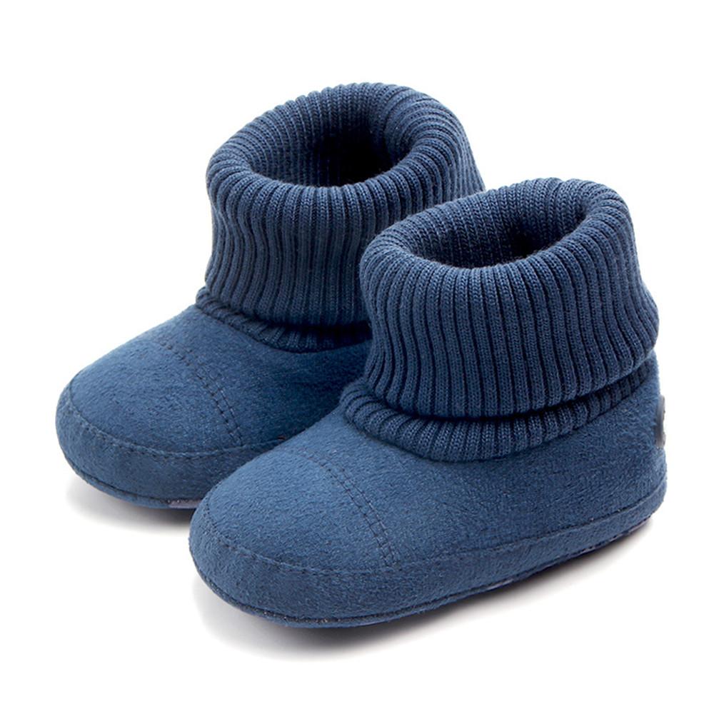 Baby Boys Knitted Flanged Snow Boots - PrettyKid