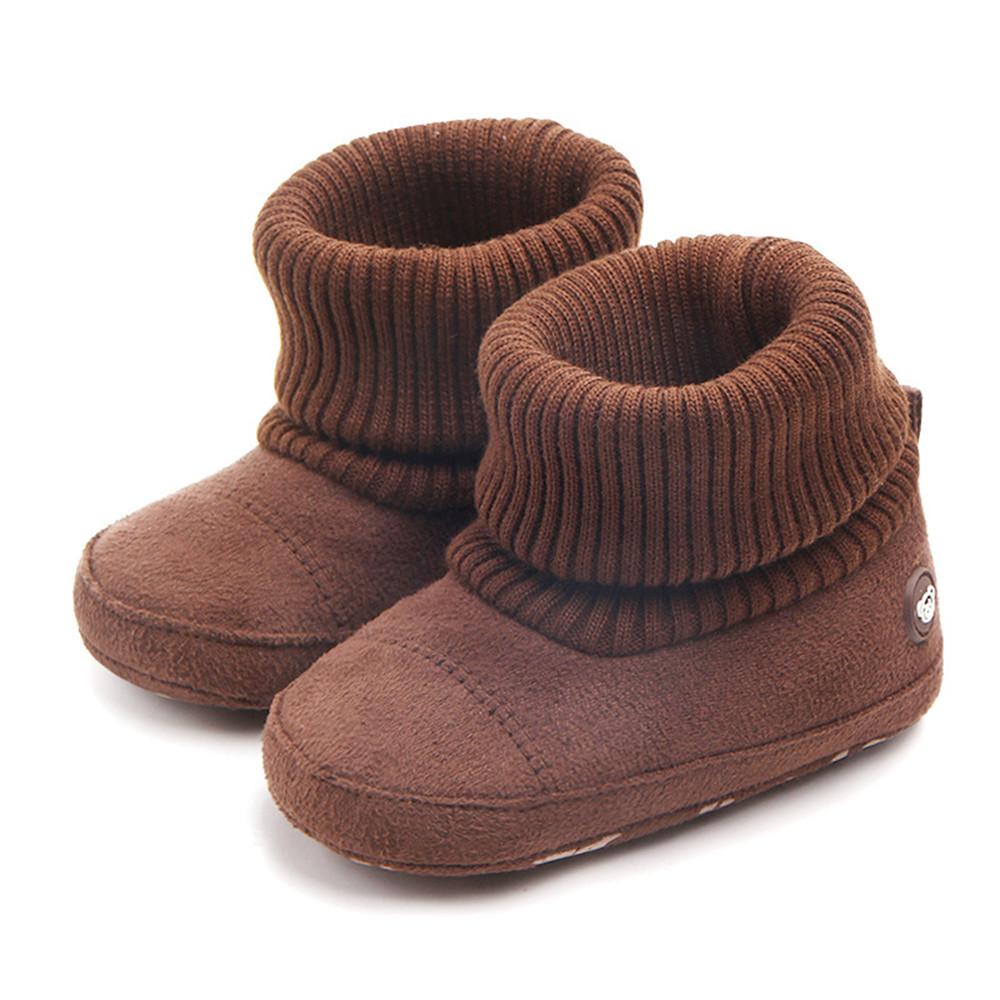 Baby Boys Knitted Flanged Snow Boots - PrettyKid