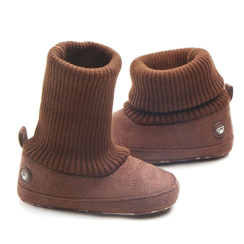 Baby Boys Knitted Flanged Snow Boots - PrettyKid