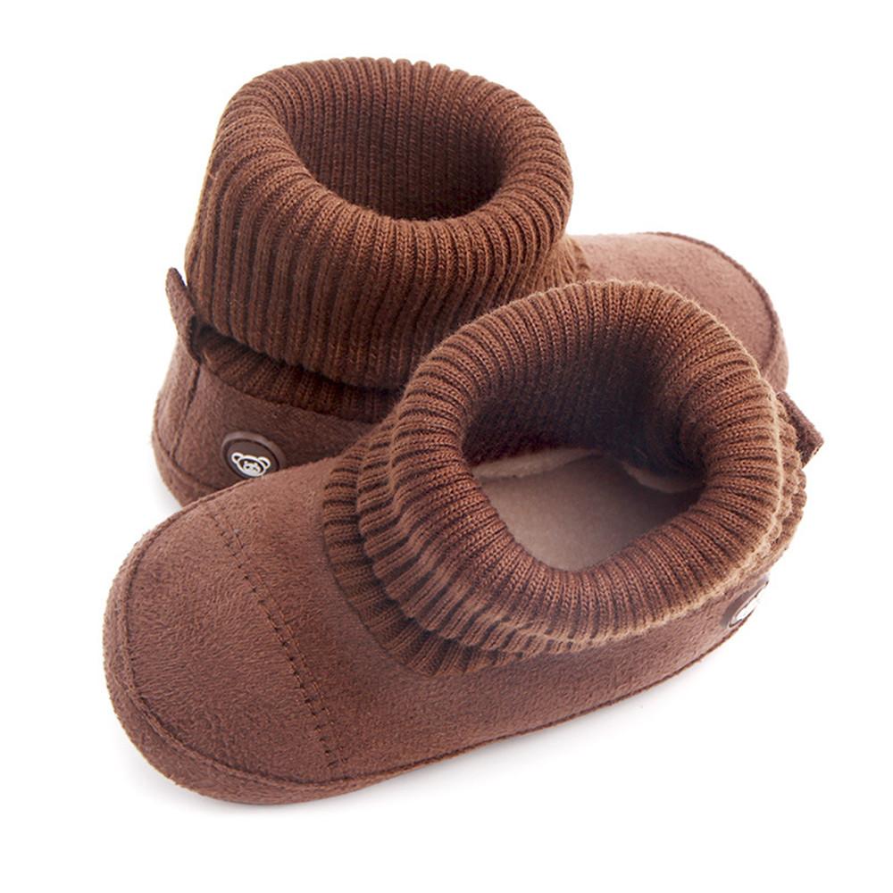 Baby Boys Knitted Flanged Snow Boots - PrettyKid