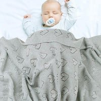 Baby Knitted Heart Hollow Out Blankets Wholesale Cheap Baby Blankets In Bulk - PrettyKid