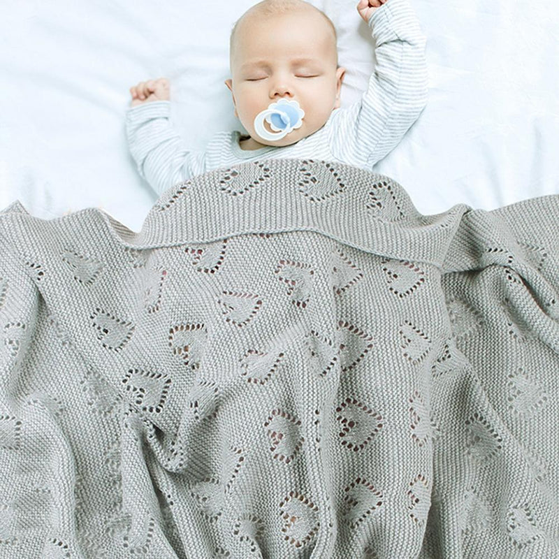 Baby Knitted Heart Hollow Out Blankets Wholesale Cheap Baby Blankets In Bulk - PrettyKid