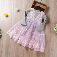 Toddler Girls Knitted Lace Long Sleeve Stylish Dress Wholesale Girls - PrettyKid