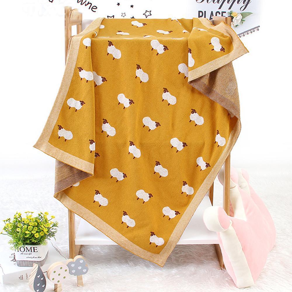 Baby Knitted Lamb Printed Cotton Baby Blankets Wholesale - PrettyKid