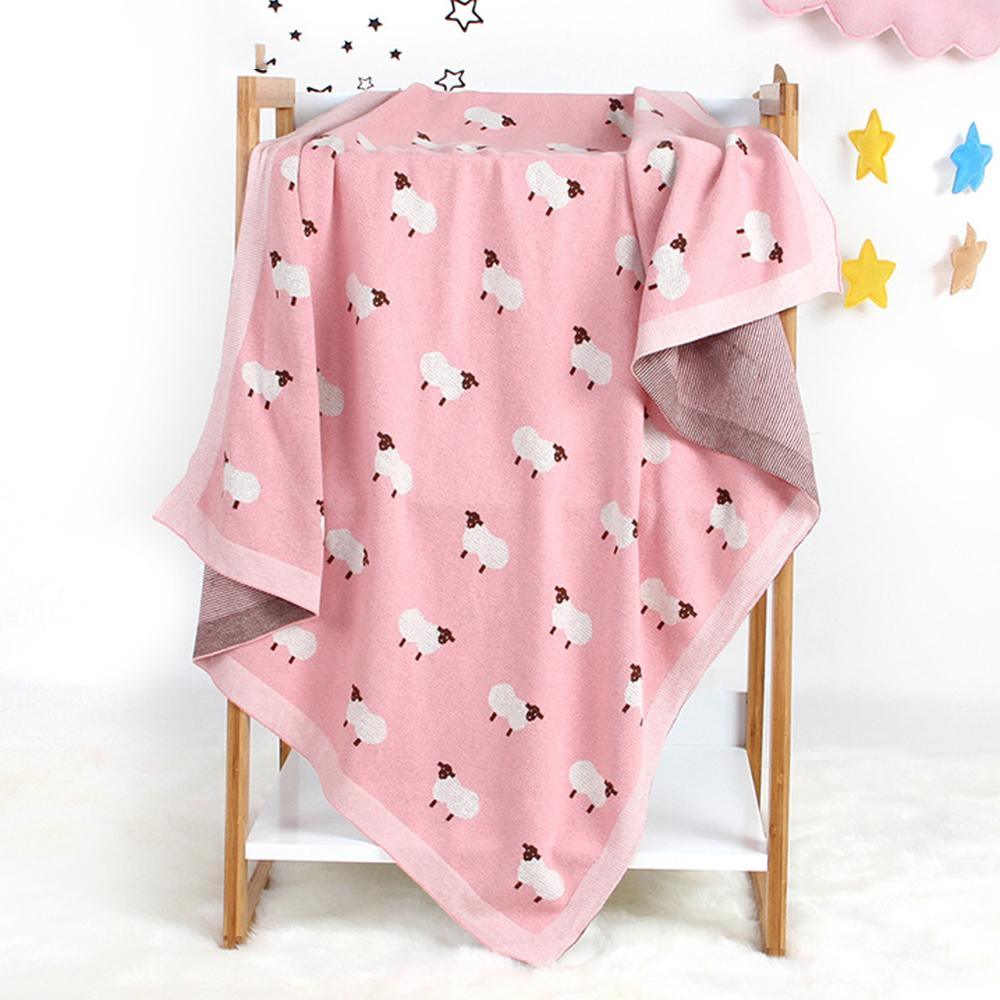 Baby Knitted Lamb Printed Cotton Baby Blankets Wholesale - PrettyKid