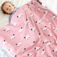 Baby Knitted Lamb Printed Cotton Baby Blankets Wholesale - PrettyKid