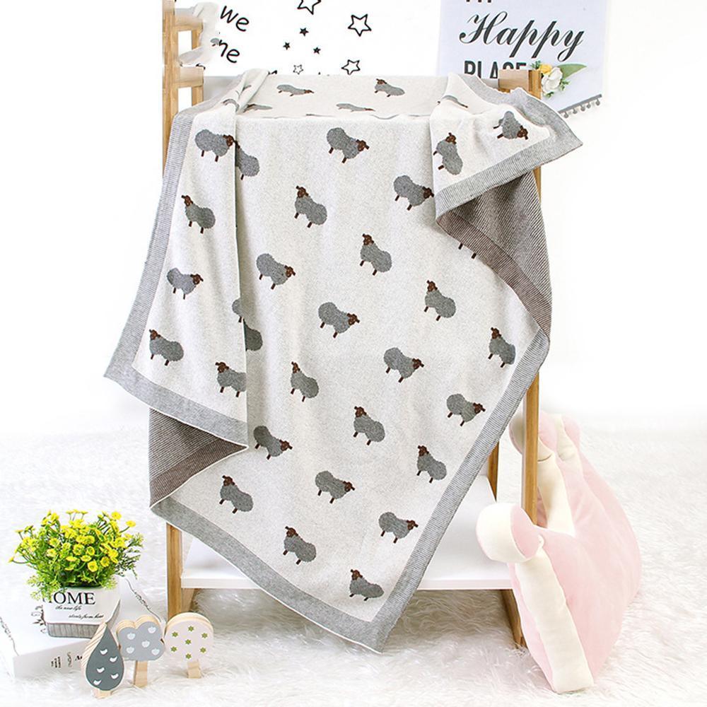 Baby Knitted Lamb Printed Cotton Baby Blankets Wholesale - PrettyKid