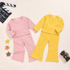 Toddler Girls Knitted Solid Long Sleeve Top & Flared Pants Girl Wholesale - PrettyKid