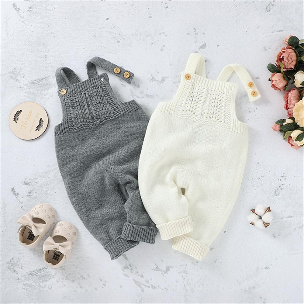 Baby Girls Knitted Solid Sweet Jumpsuits - PrettyKid