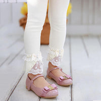 Girls Lace Beaded Bow Decor Elastic Pants - PrettyKid