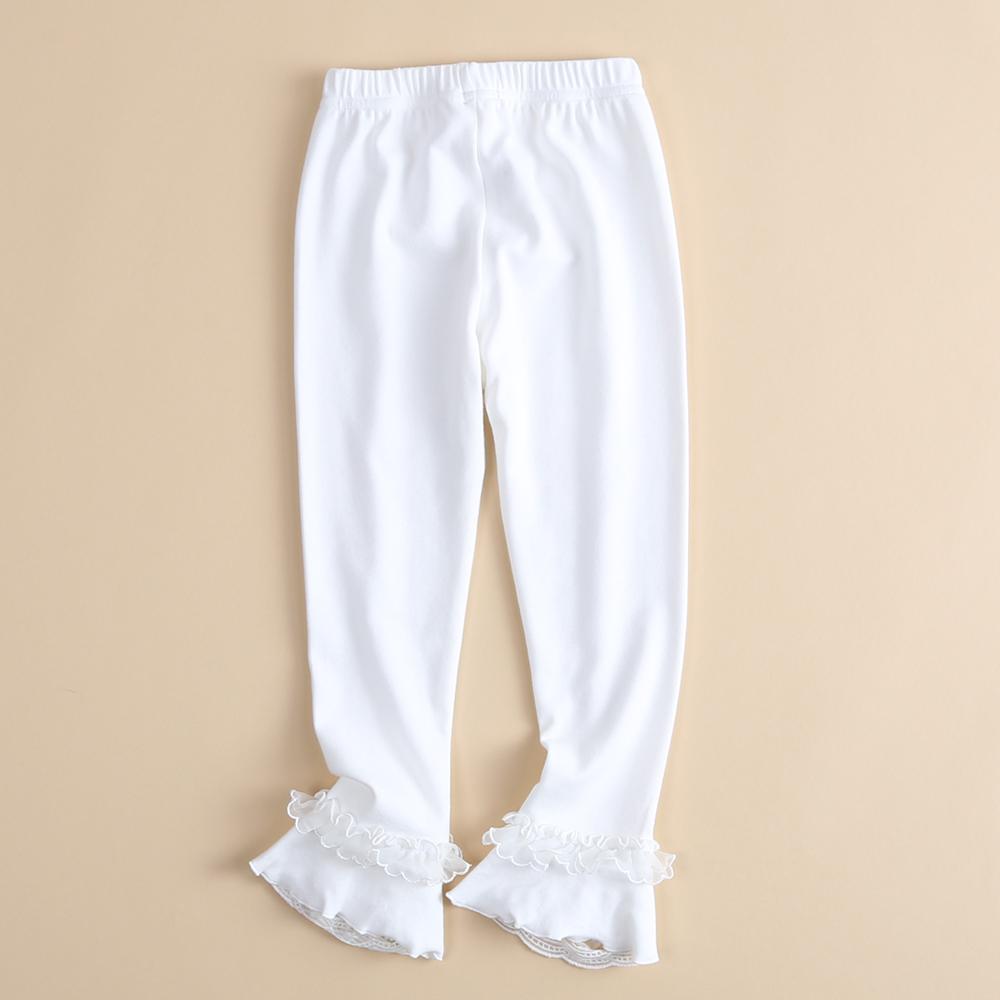 Girls Lace Beaded Bow Decor Elastic Pants - PrettyKid