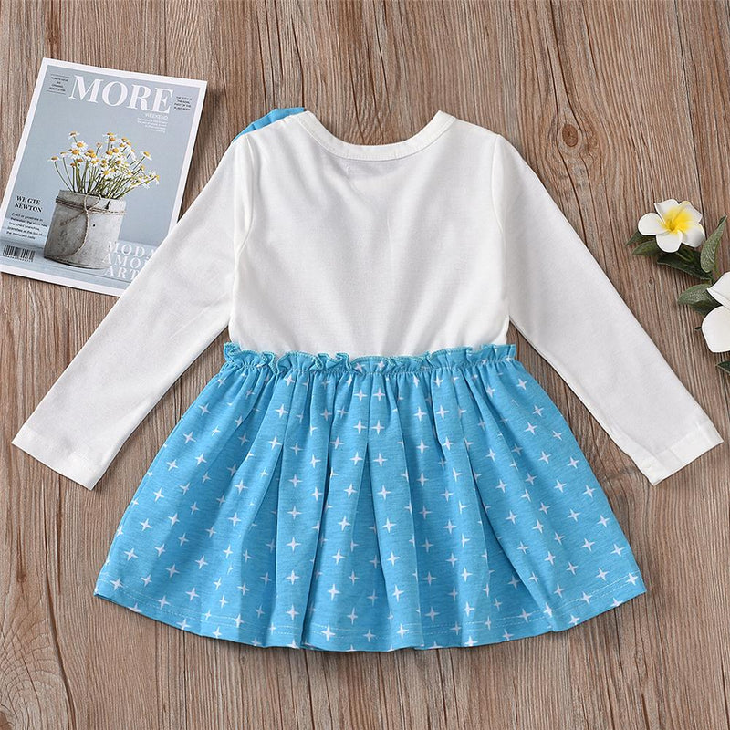 Girls Lace Bow Decor Star Splicing Dress Wholesale Girl Boutique Clothing - PrettyKid