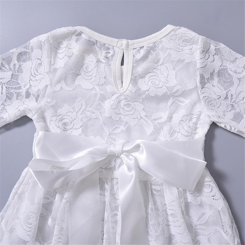 Toddler Girl Lace Bow Long Sleeve Elegant Dress Wholesale Girl Dresses - PrettyKid