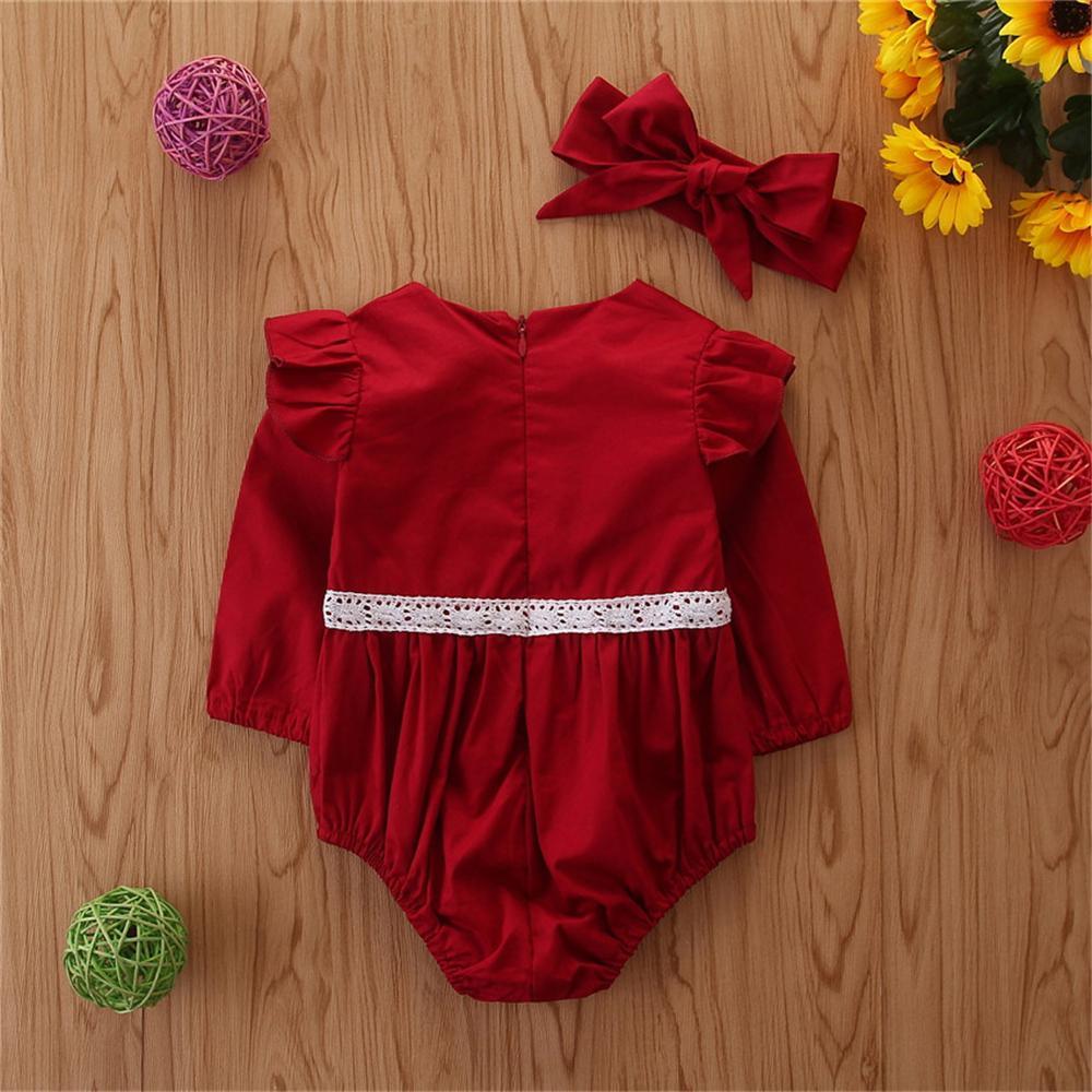 Baby Girls Lace Button Long Sleeve Wholesale Baby Rompers - PrettyKid