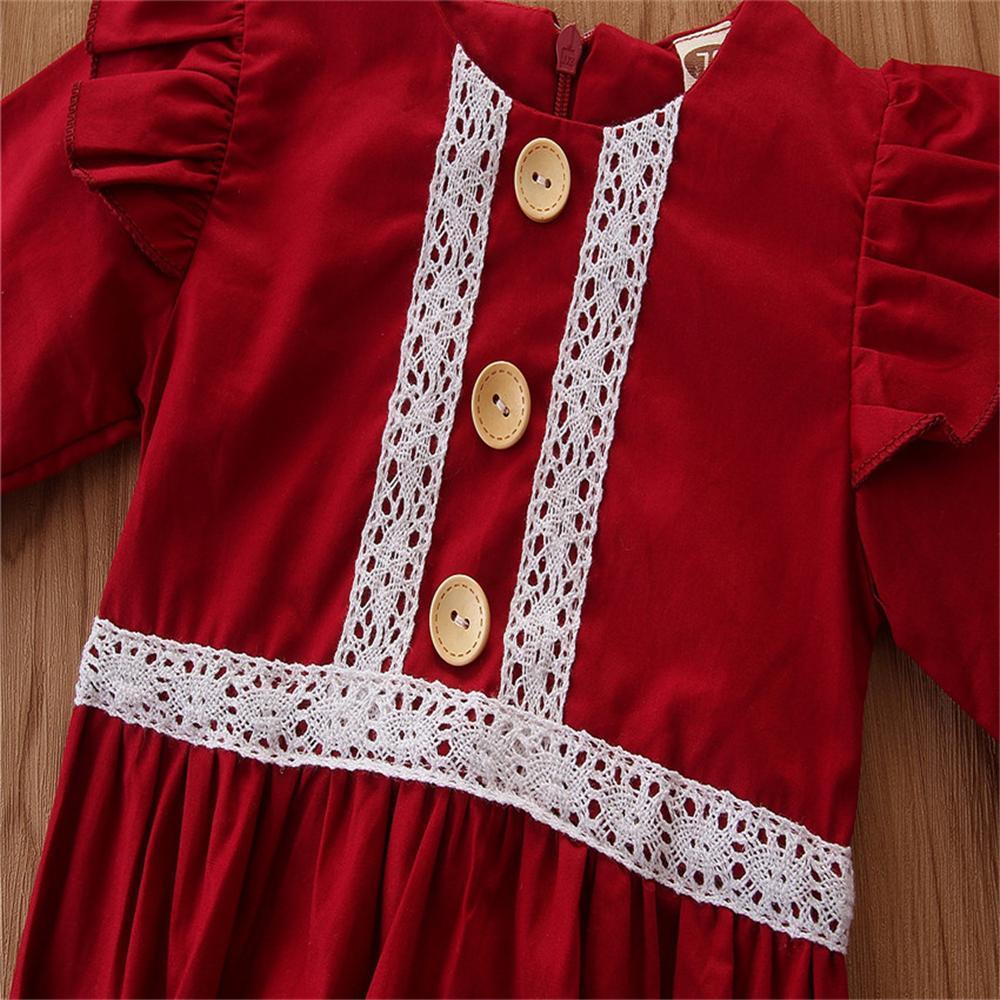 Baby Girls Lace Button Long Sleeve Wholesale Baby Rompers - PrettyKid