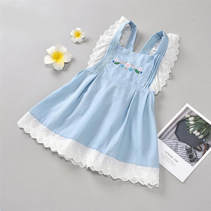 Girls Lace Embroidery Sleeveless Sweet Dresses Wholesale Kids Clothing Distributors - PrettyKid