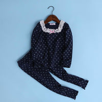Girls Lace Floral Printed Long Sleeve Top & Pant - PrettyKid