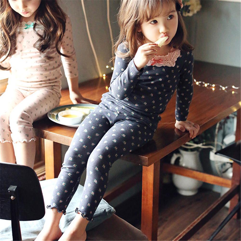 Girls Lace Floral Printed Long Sleeve Top & Pant - PrettyKid
