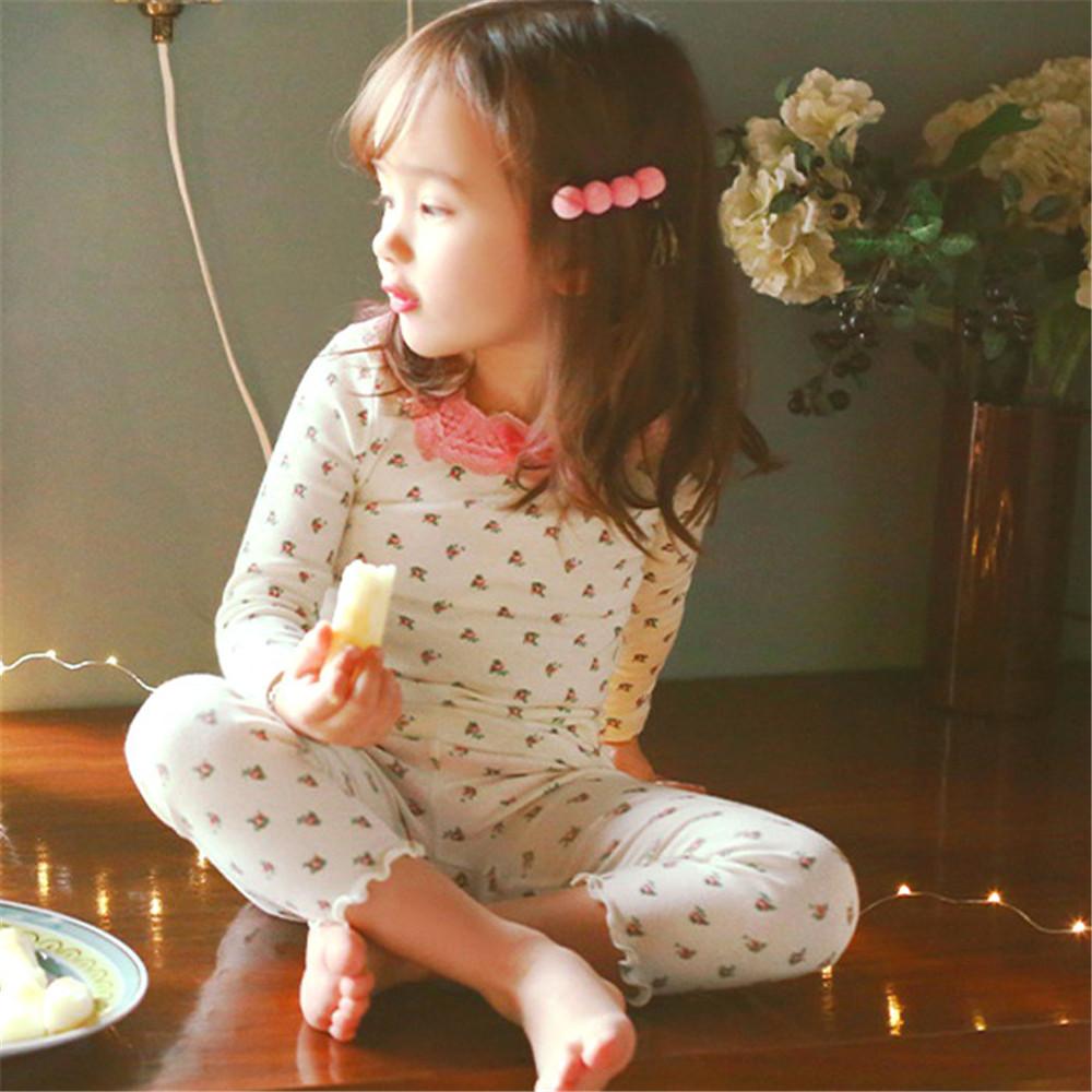 Girls Lace Floral Printed Long Sleeve Top & Pant - PrettyKid