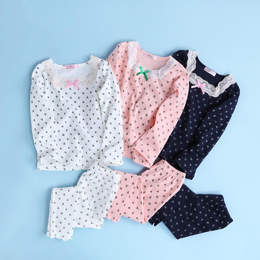 Girls Lace Floral Printed Long Sleeve Top & Pant - PrettyKid