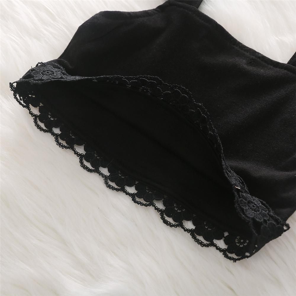 Girls Lace Flying Sleeve Solid Color Top & Trousers Trendy Kids Wholesale clothes - PrettyKid