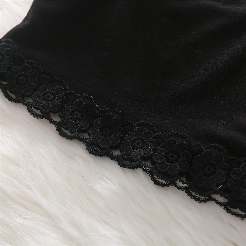 Girls Lace Flying Sleeve Solid Color Top & Trousers Trendy Kids Wholesale clothes - PrettyKid