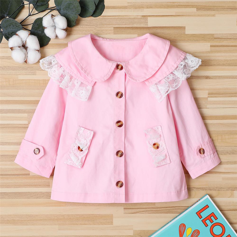 Girls Lace Long Sleeve Button Outwear Wholesale Little Girl Boutique Clothing - PrettyKid