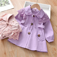 Girls Lace Long Sleeve Button Solid Jacket Kids Wholesale Clothing - PrettyKid