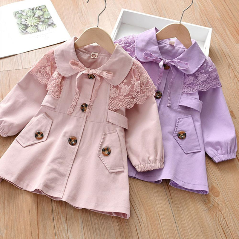 Girls Lace Long Sleeve Button Solid Jacket Kids Wholesale Clothing - PrettyKid