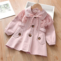 Girls Lace Long Sleeve Button Solid Jacket Kids Wholesale Clothing - PrettyKid