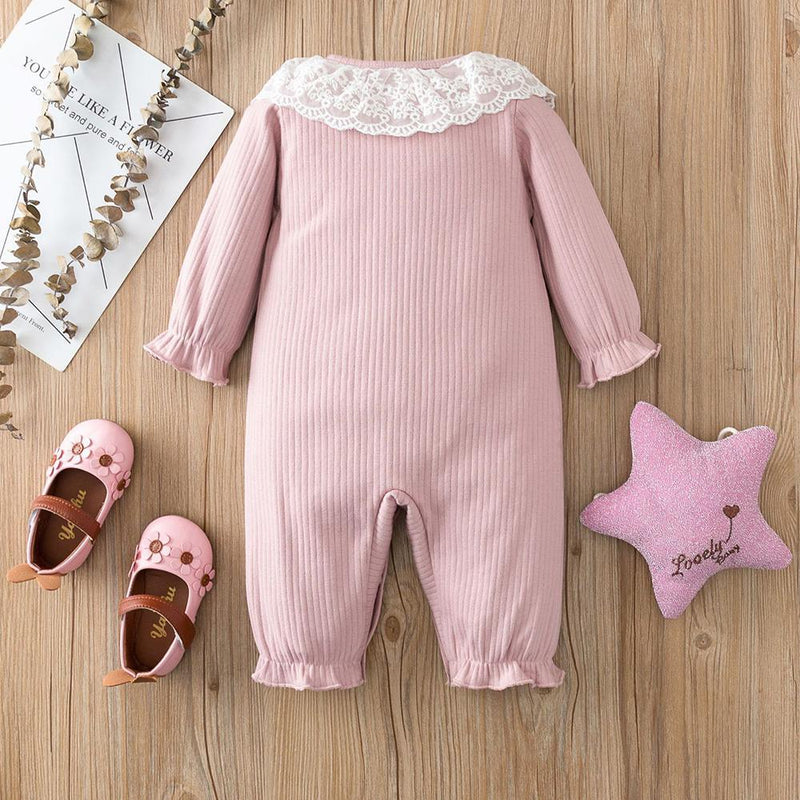 Baby Girls Lace Long Sleeve Cute Romper Buy Baby Clothes In Bulk - PrettyKid