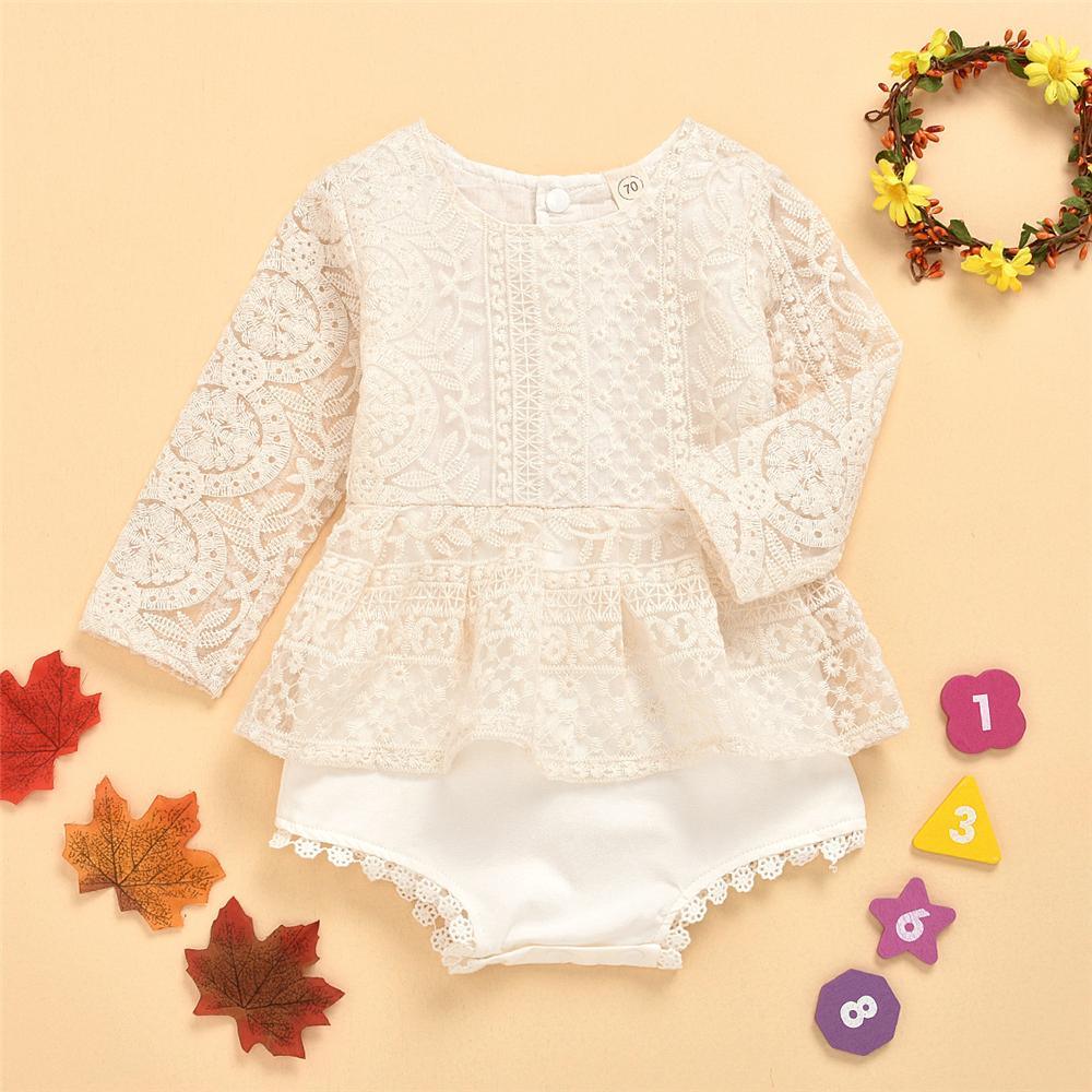 Baby Girls Lace Long Sleeve Romper Baby Clothing In Bulk - PrettyKid