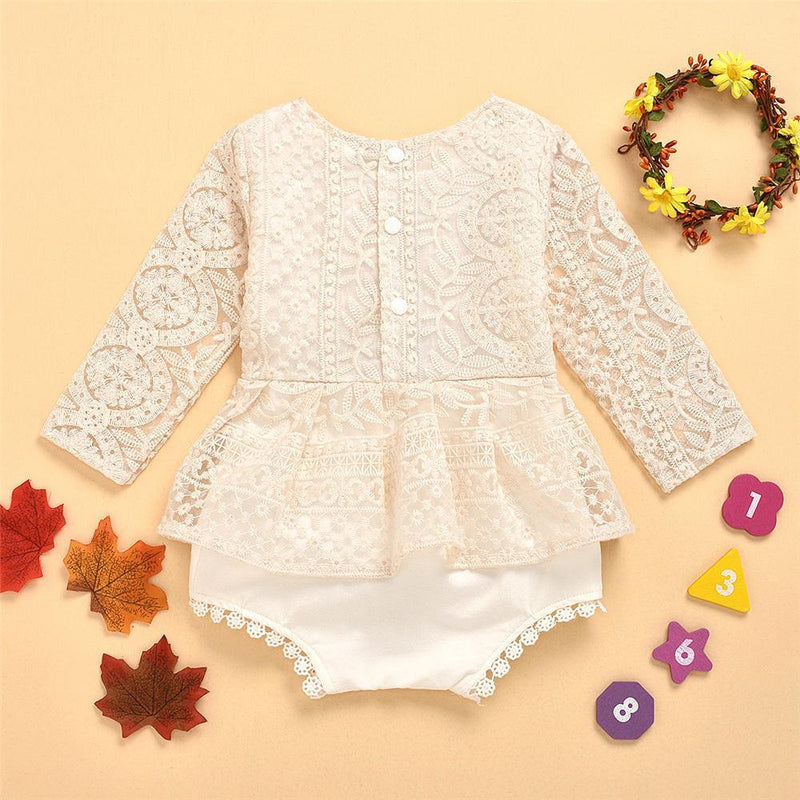 Baby Girls Lace Long Sleeve Romper Baby Clothing In Bulk - PrettyKid