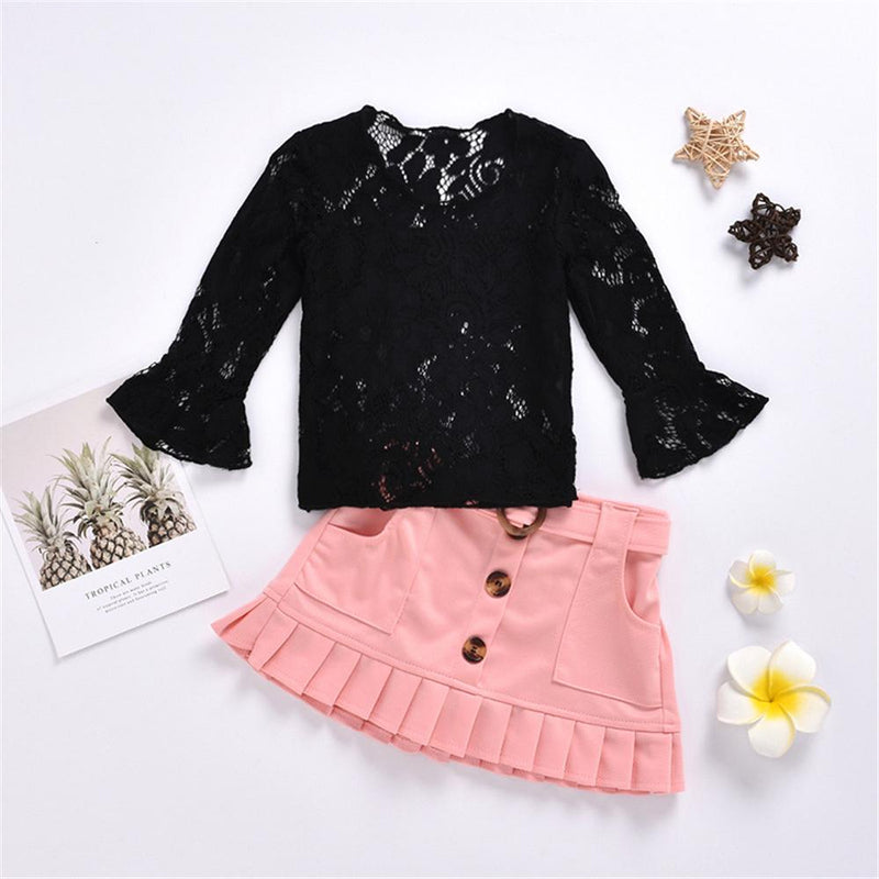 Girls Lace Long Sleeve Top & Skirt Wholesale Girls Clothing - PrettyKid