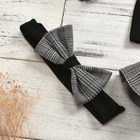 Girls Lace Long Sleeve Tops & Plaid Suspender Skirts & Headband - PrettyKid