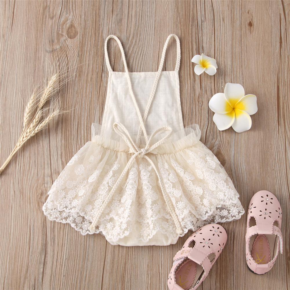 Baby Girls Lace Sequin Sling Romper Baby clothing Cheap Wholesale - PrettyKid
