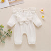 Baby Girls Lace Solid Color Long Sleeve Bow Romper Wholesale Baby Outfits - PrettyKid