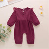 Baby Girls Lace Solid Color Long Sleeve Bow Romper Wholesale Baby Outfits - PrettyKid