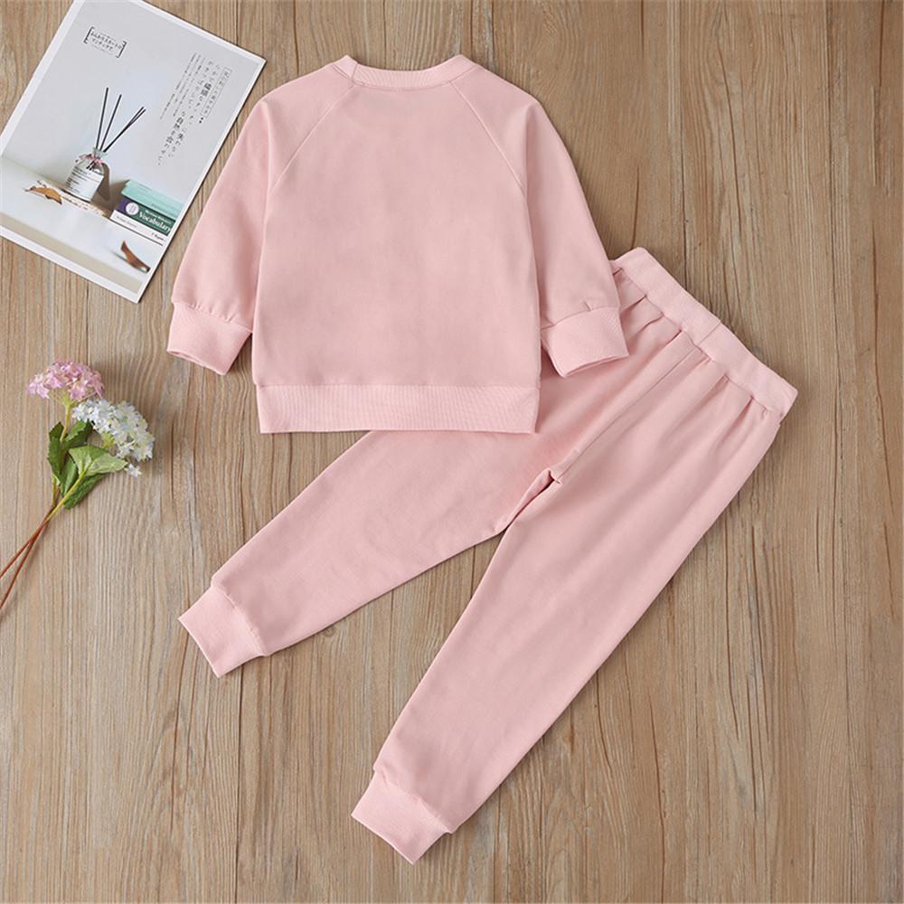 Girls Lace Solid Long-sleeve Casual Top & Pants - PrettyKid