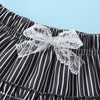 Girls Lace Summer Top & Bow Striped Skirt Girls clothes Wholesale - PrettyKid