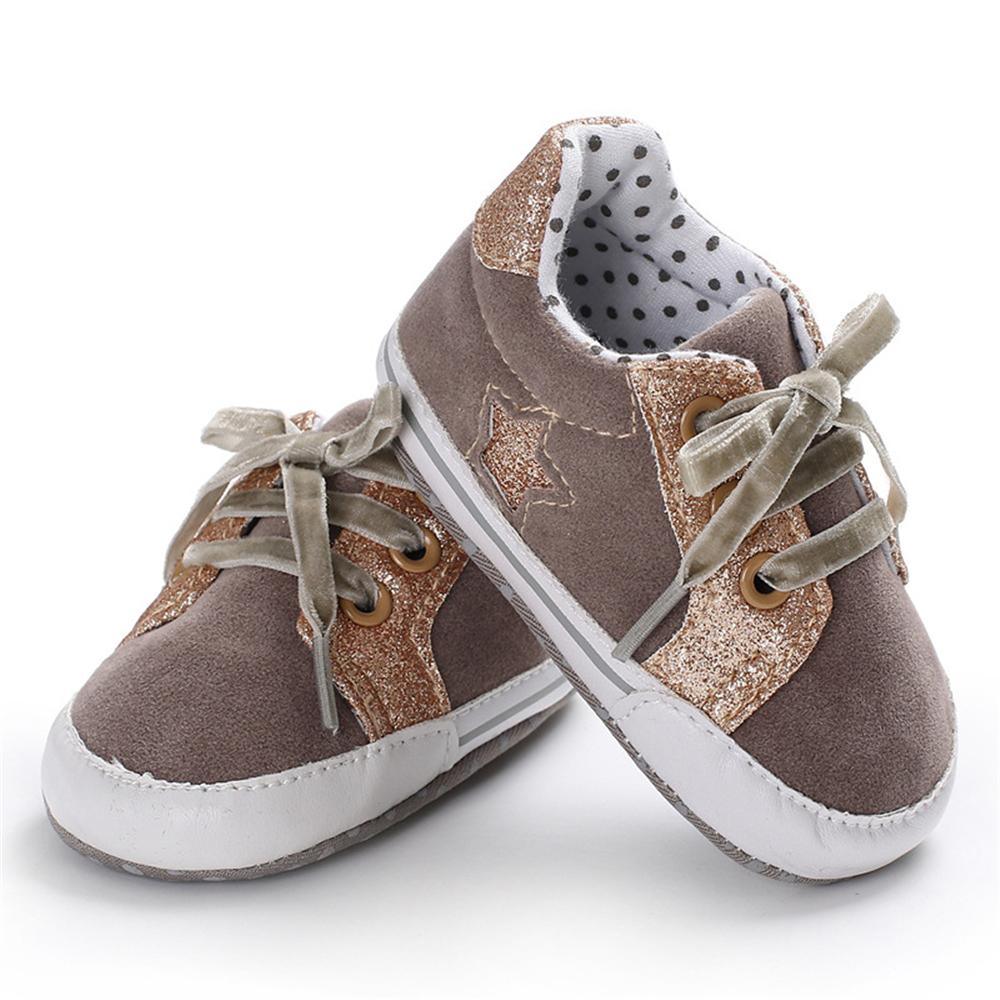 Baby Girls Lace Up Canvas Star Sneakers Wholesale - PrettyKid