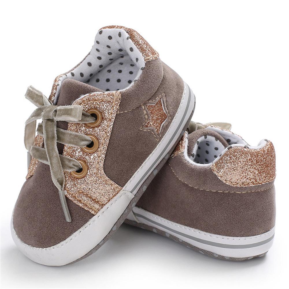 Baby Girls Lace Up Canvas Star Sneakers Wholesale - PrettyKid