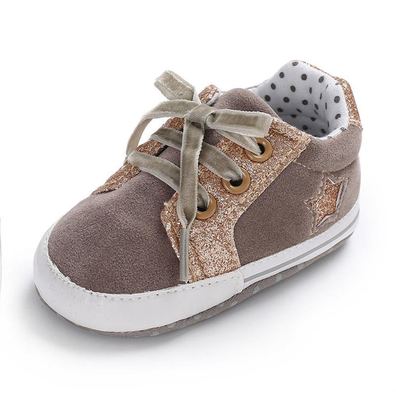 Baby Girls Lace Up Canvas Star Sneakers Wholesale - PrettyKid